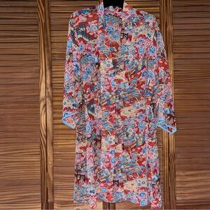 Josie By Natori Oriental Floral Design No Size Tag Kimono Robe